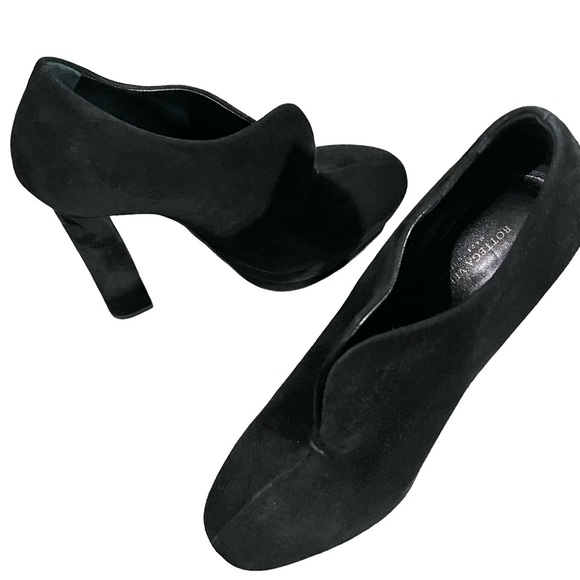 Bottega Veneta Black Split Front Suede Platform Ankle Booties Size 6 - Picture 6 of 10